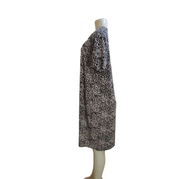 Vince Camuto Leopard Print Short Sleeve Dress With Keyhole Neckline Size 1X - Picture 3 of 5